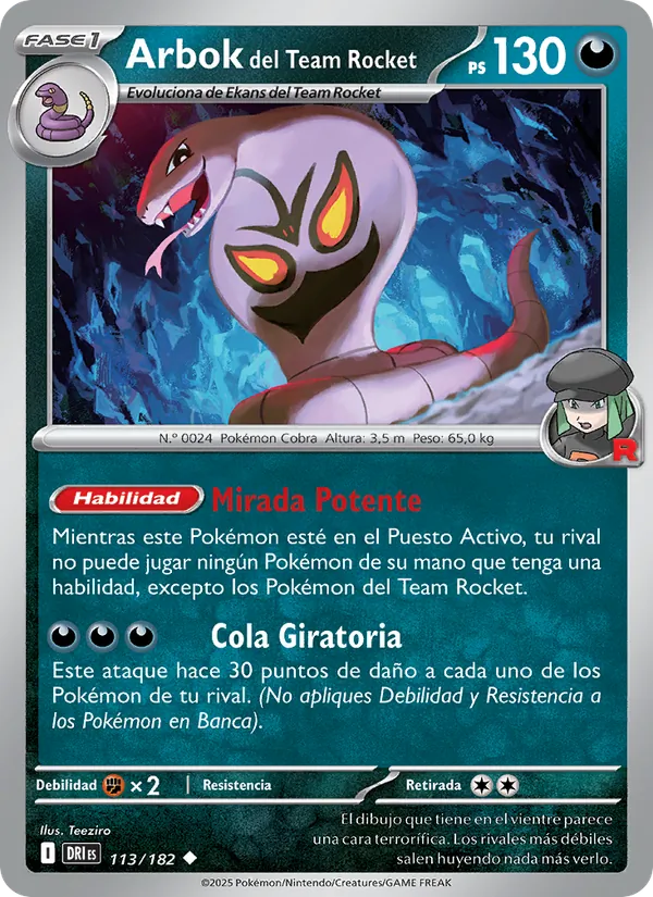 Arbok del Team Rocket Rivales Predestinados 113/182