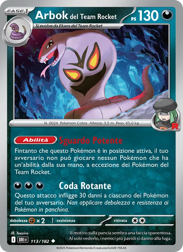 Arbok del Team Rocket Rivali Predestinati 113/182