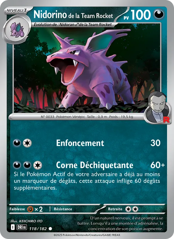 Nidorino de la Team Rocket Rivalités Destinées 118/182