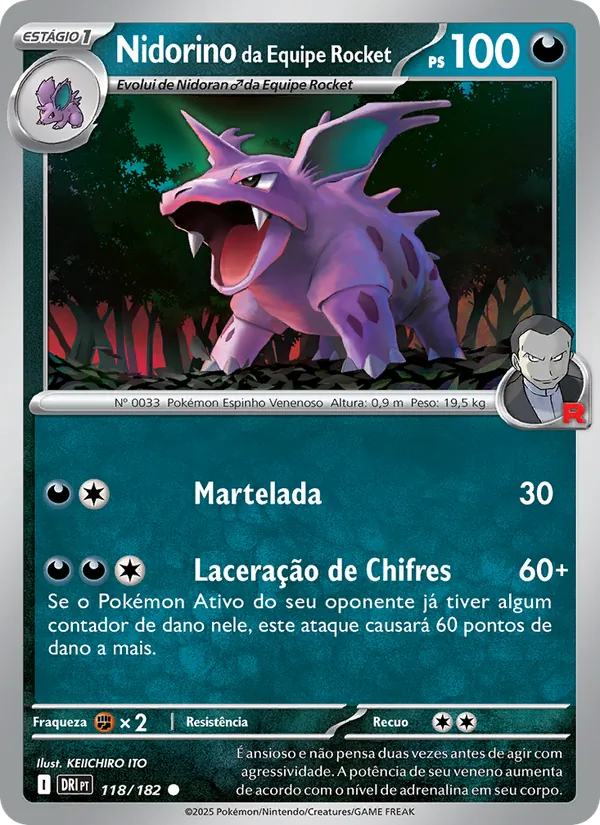 Nidorino da Equipe Rocket Rivais Predestinados 118/182