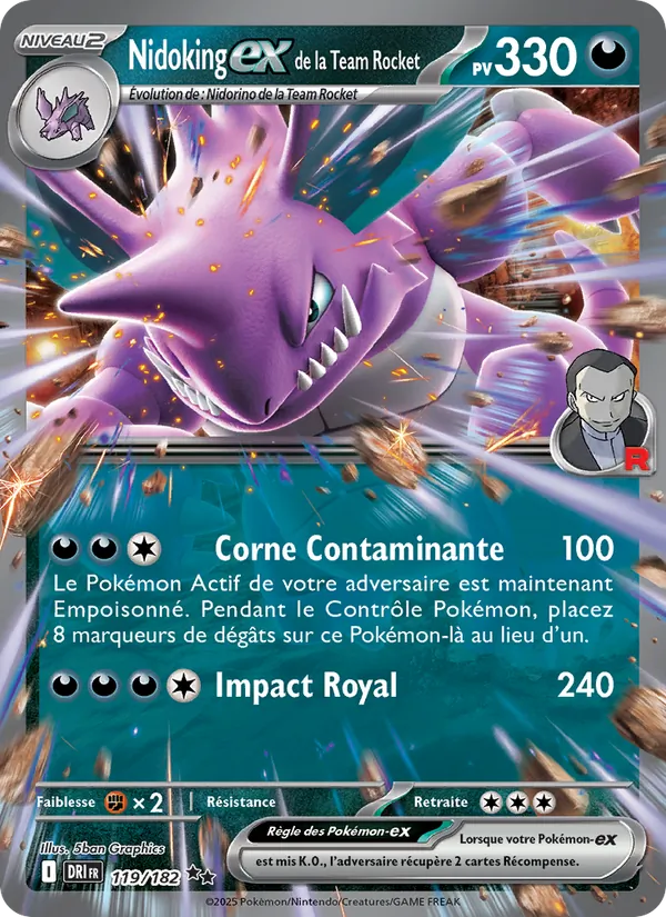 Nidoking-ex de la Team Rocket Rivalités Destinées 119/182