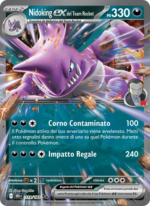 Nidoking-ex del Team Rocket Rivali Predestinati 119/182