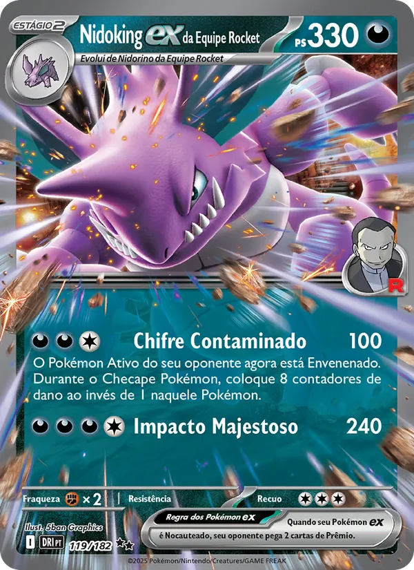 Nidoking ex da Equipe Rocket Rivais Predestinados 119/182