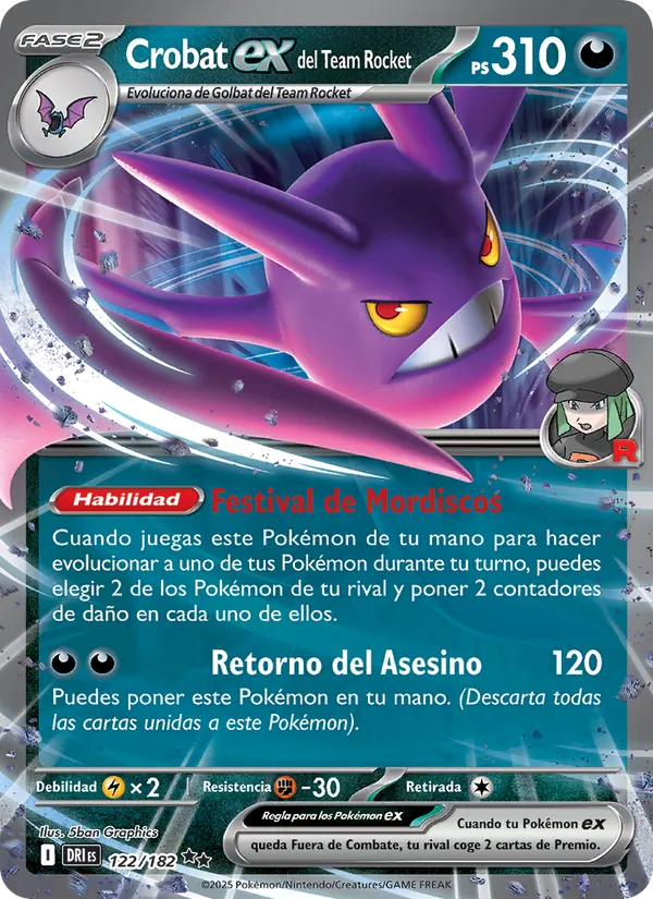 Crobat ex del Team Rocket Rivales Predestinados 122/182