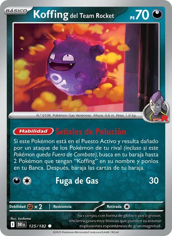 Koffing del Team Rocket Rivales Predestinados 125/182