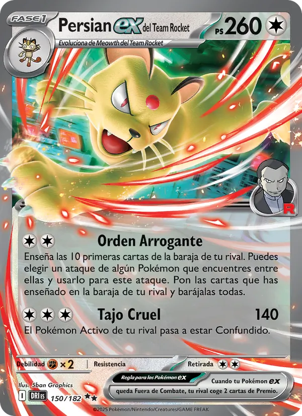 Persian ex del Team Rocket Rivales Predestinados 150/182