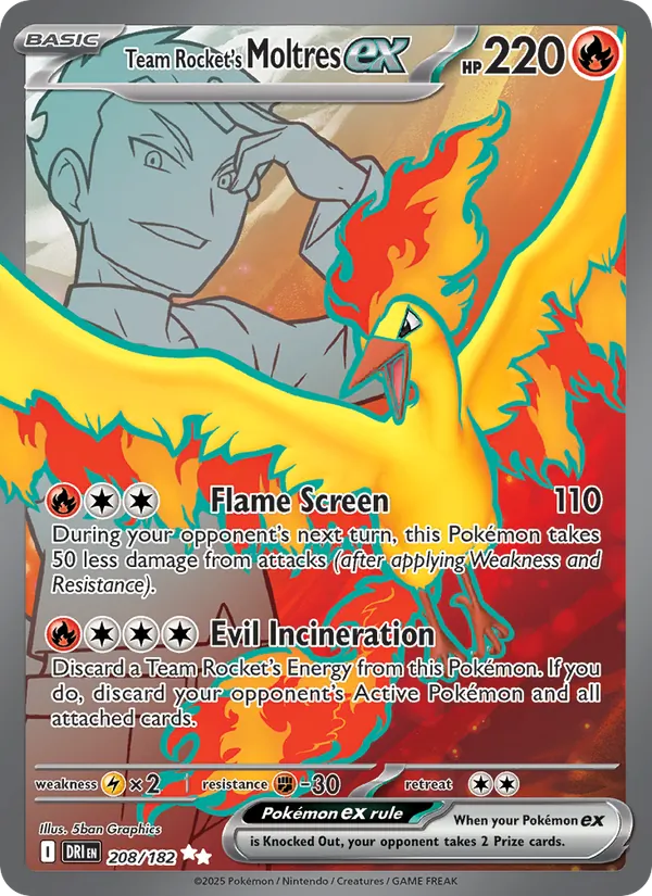 Team Rocket's Moltres ex Destined Rivals 208/182
