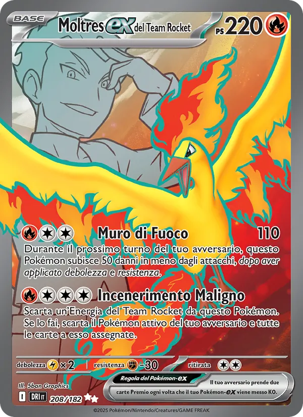 Moltres-ex del Team Rocket Rivali Predestinati 208/182