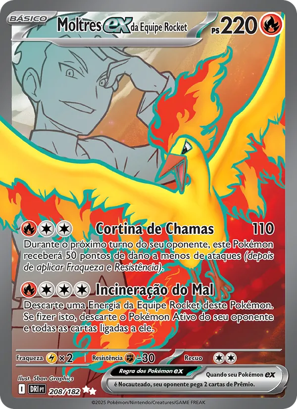 Moltres ex da Equipe Rocket Rivais Predestinados 208/182