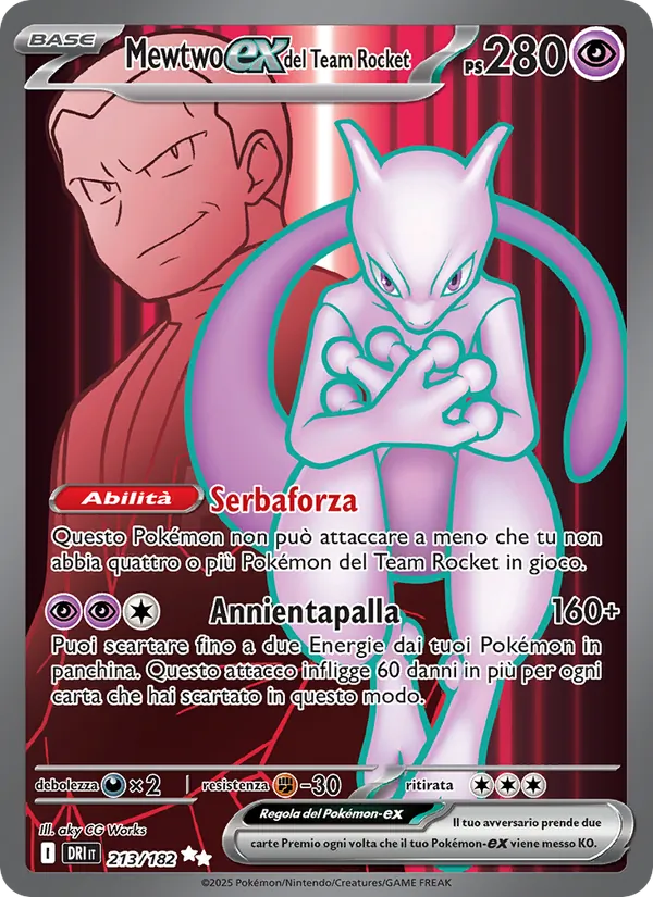 Mewtwo-ex del Team Rocket Rivali Predestinati 213/182