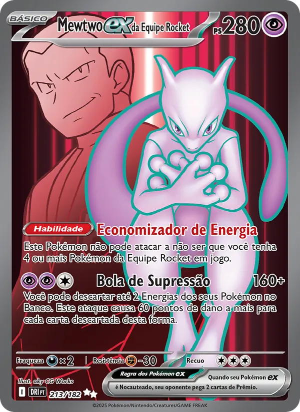 Mewtwo ex da Equipe Rocket Rivais Predestinados 213/182