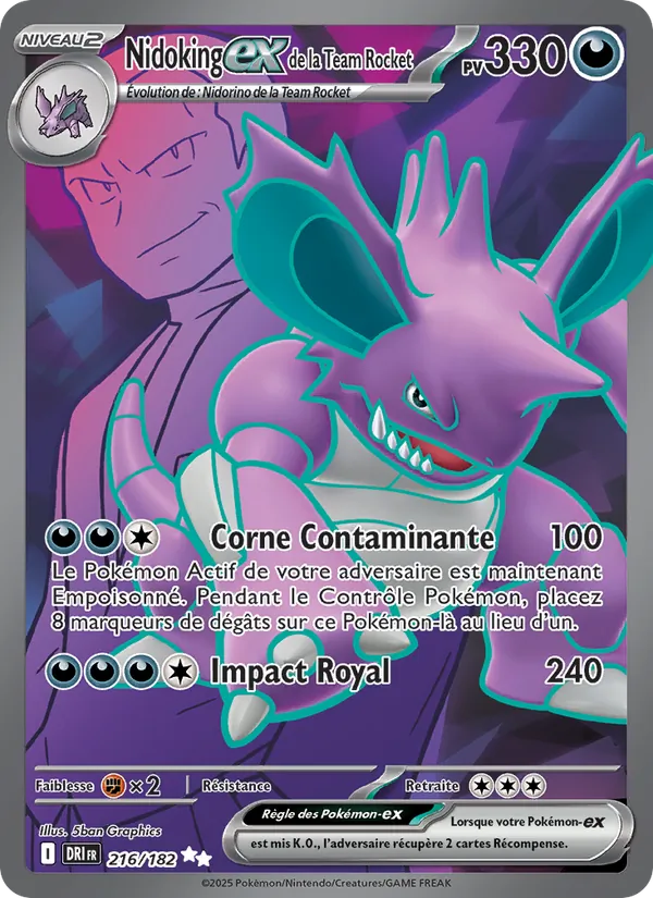 Nidoking-ex de la Team Rocket Rivalités Destinées 216/182