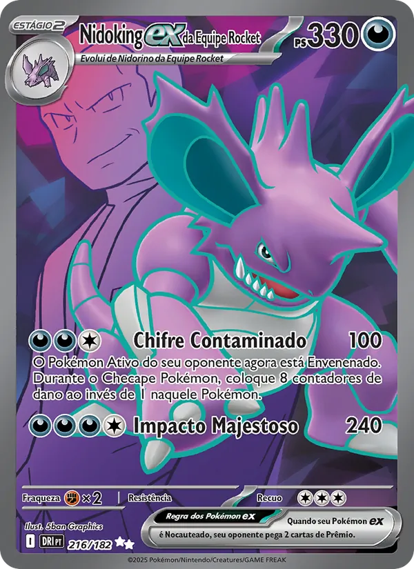 Nidoking ex da Equipe Rocket Rivais Predestinados 216/182