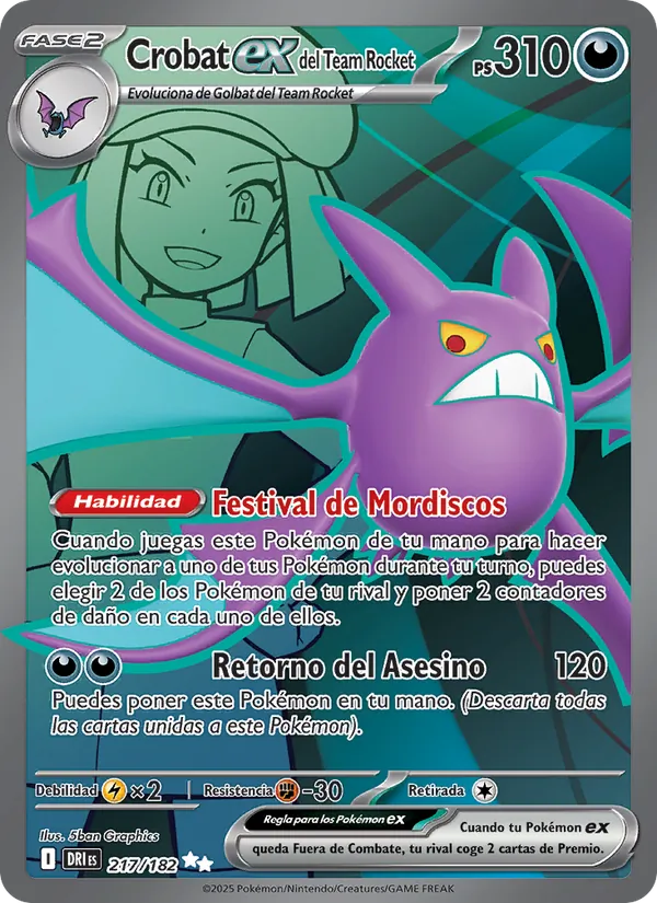 Crobat ex del Team Rocket Rivales Predestinados 217/182
