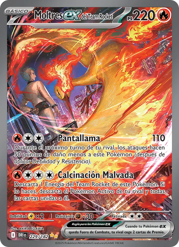 Moltres ex del Team Rocket Rivales Predestinados 229/182
