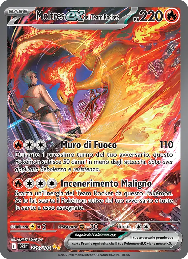 Moltres-ex del Team Rocket Rivali Predestinati 229/182