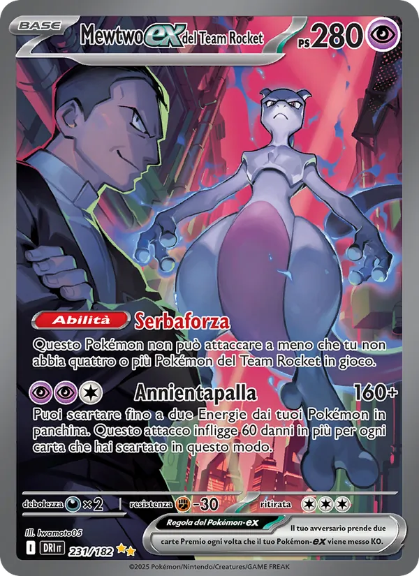 Mewtwo-ex del Team Rocket Rivali Predestinati 231/182