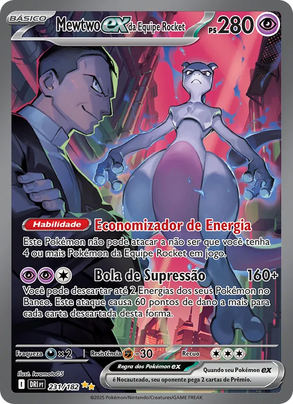 Mewtwo ex da Equipe Rocket Rivais Predestinados 231/182