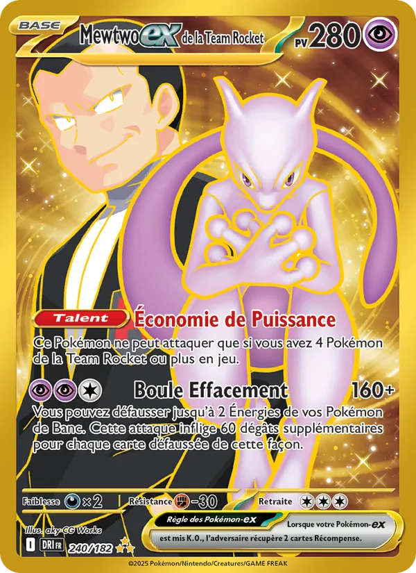 Mewtwo-ex de la Team Rocket Rivalités Destinées 240/182