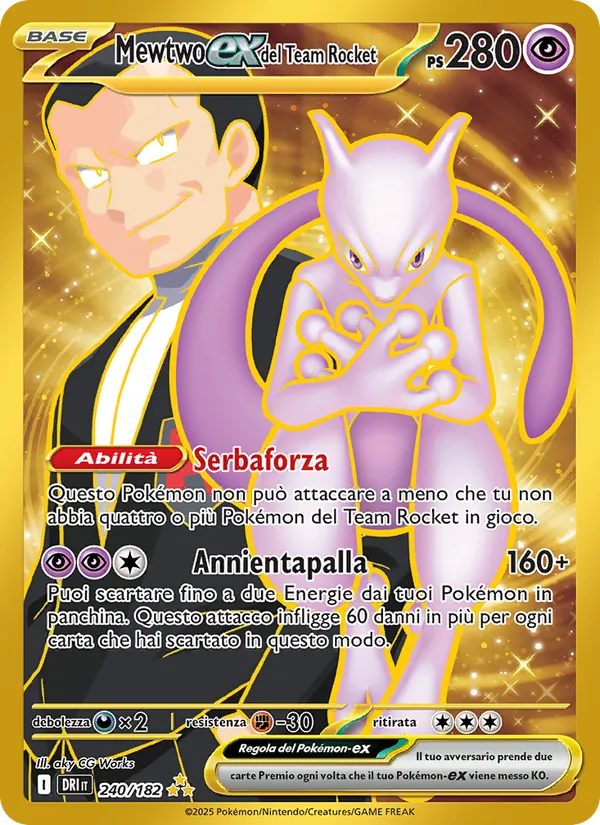 Mewtwo-ex del Team Rocket Rivali Predestinati 240/182