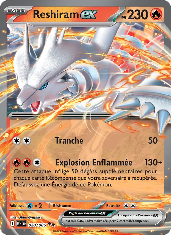 Reshiram-ex Flamme Blanche 020/86