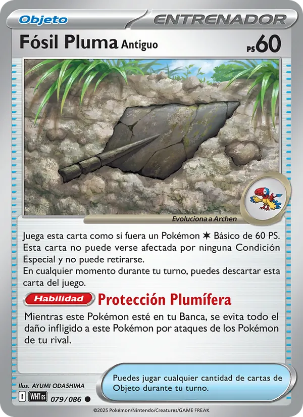 Fósil Pluma Antiguo Llama Blanca 079/86