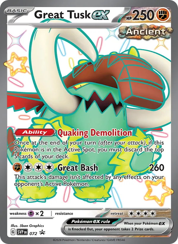 Great Tusk ex SVP Black Star Promos 072/225