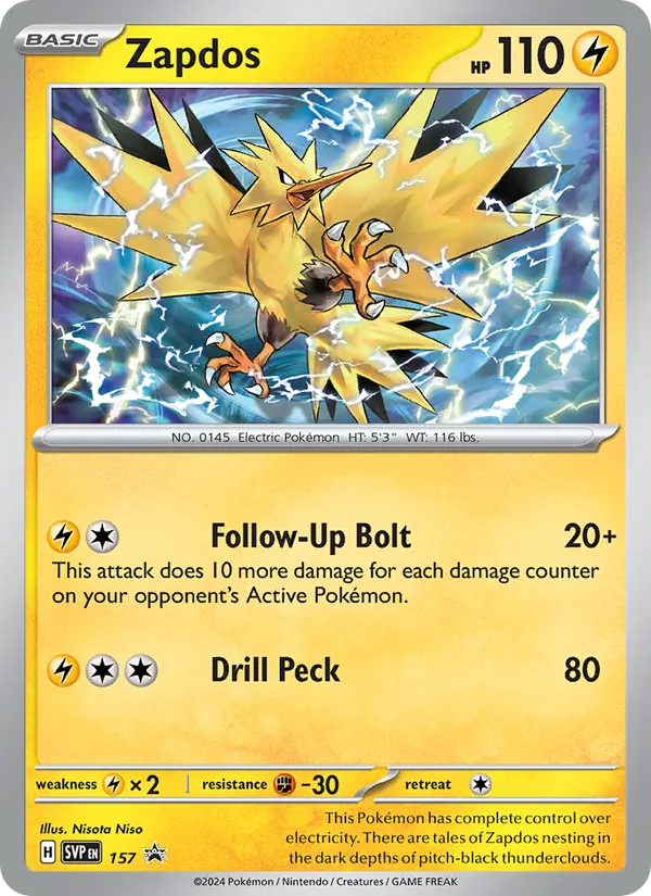 Zapdos SVP Black Star Promos 157/225