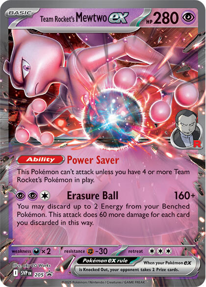 Mewtwo-ex del Team Rocket SVP Black Star Promos 205/225