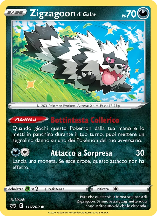 Zigzagoon di Galar Spada e Scudo 117/202