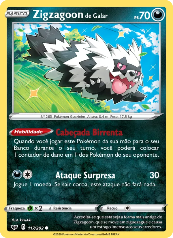 Zigzagoon de Galar Espada e Escudo 117/202
