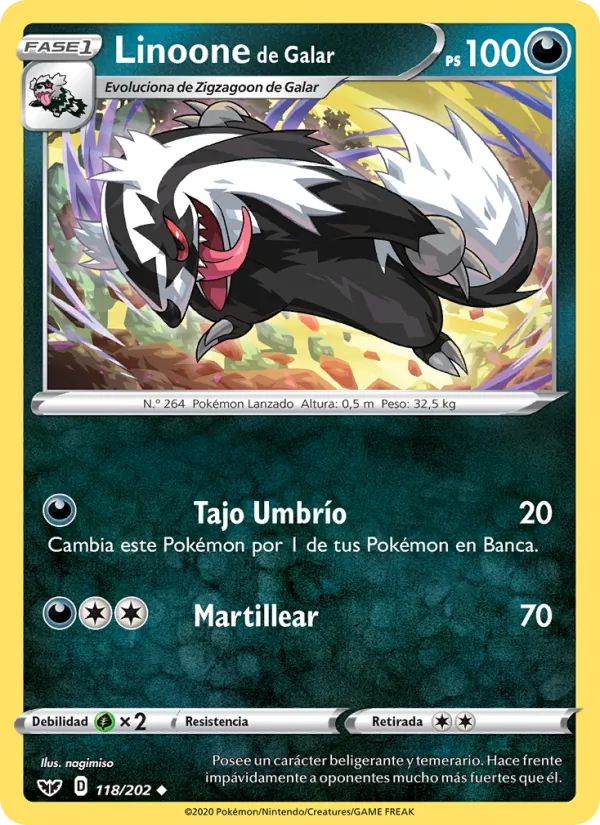 Linoone de Galar Espada y Escudo 118/202