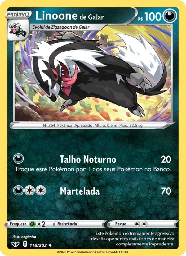 Linoone de Galar Espada e Escudo 118/202