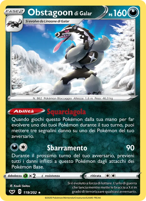 Obstagoon di Galar Spada e Scudo 119/202