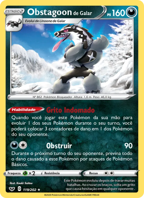Obstagoon de Galar Espada e Escudo 119/202