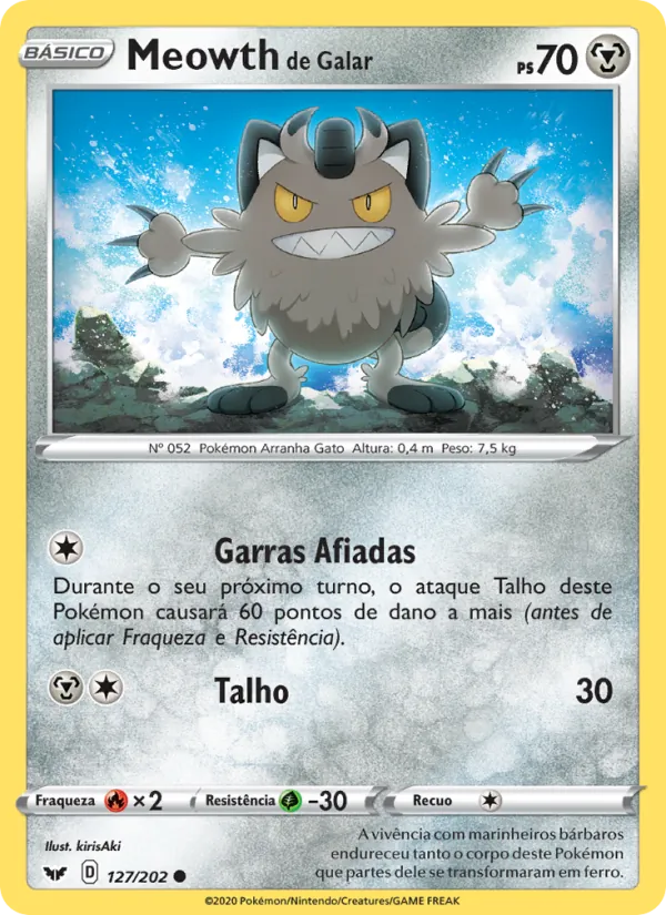 Meowth de Galar Espada e Escudo 127/202