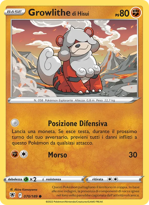 Growlithe di Hisui Lucentezza Siderale 070/189