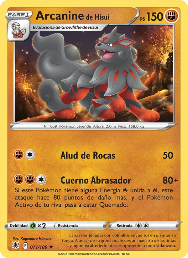 Arcanine de Hisui Resplandor Astral 071/189