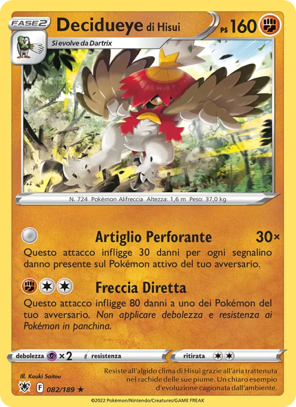 Decidueye di Hisui Lucentezza Siderale 082/189