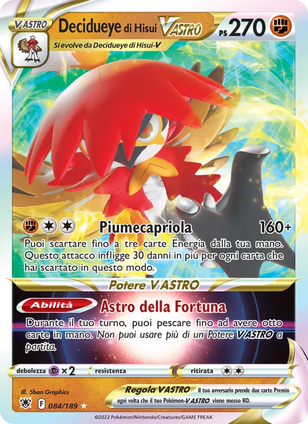 Decidueye di Hisui V ASTRO Lucentezza Siderale 084/189