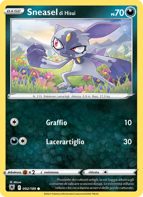 Sneasel di Hisui Lucentezza Siderale 092/189
