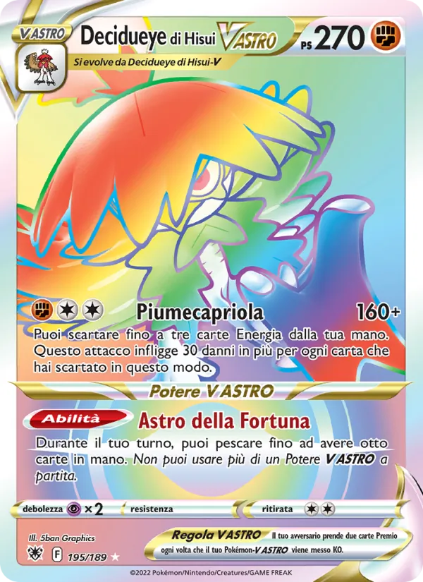 Decidueye di Hisui V ASTRO Lucentezza Siderale 195/189