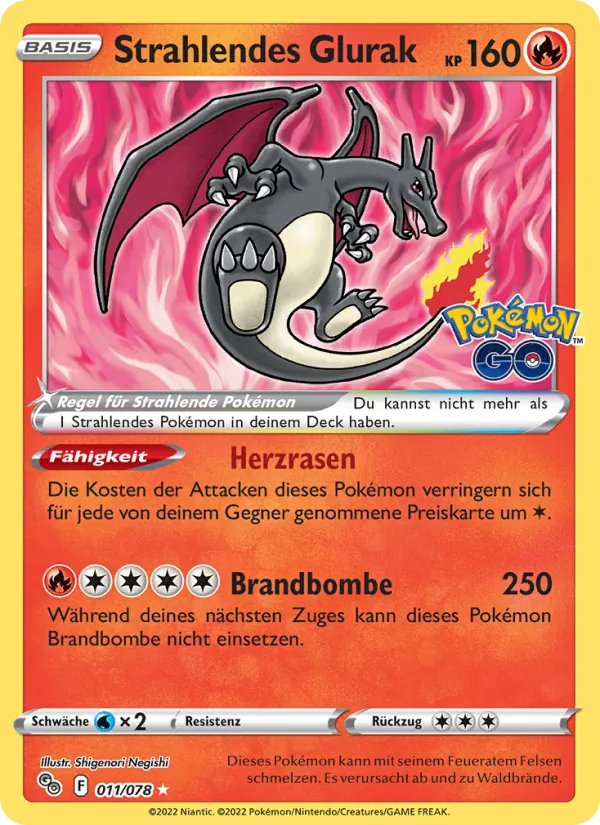 Strahlendes Glurak Pokémon GO 011/78