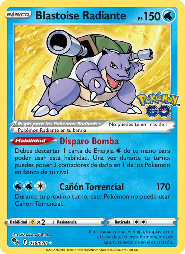 Blastoise Radiante Pokémon GO 018/78