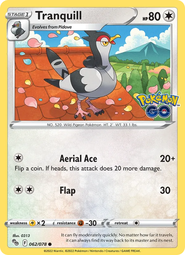 Tranquill Pokémon GO 062/78