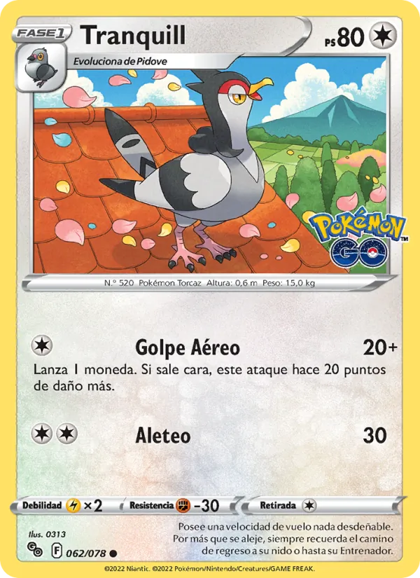 Tranquill Pokémon GO 062/78