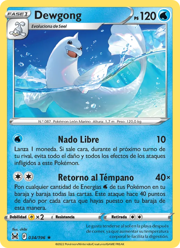 Dewgong Origen Perdido 034/196