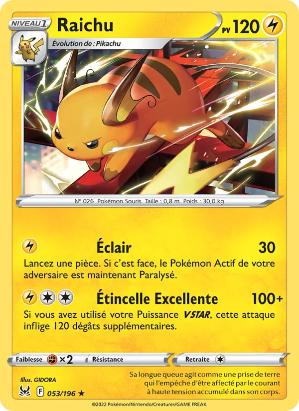 Raichu Origine Perdue 053/196