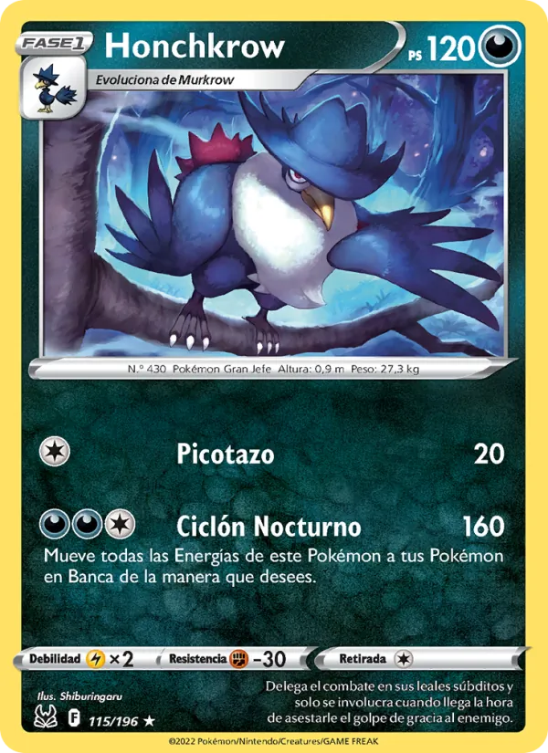 Honchkrow Origen Perdido 115/196