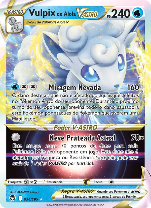 Vulpix de Alola V-ASTRO Tempestade Prateada 034/195